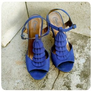 Candie's | Navy Faux Suede Ruffle Platforms | Size 8